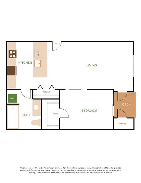 a floor plan of a studio apartment with a bedroom and a living room